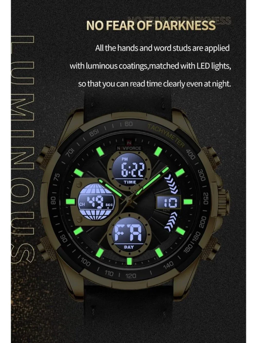 Men's Black And Gold Analog Quartz Waterproof Chronograph Stylish Casual Watch